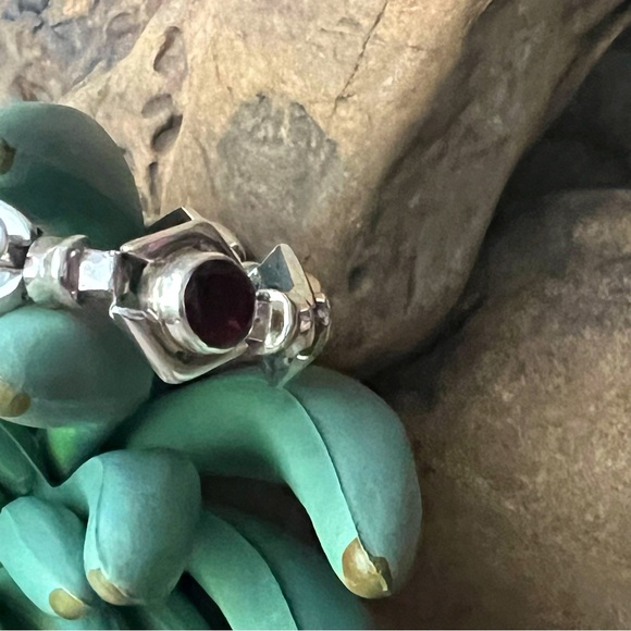 ❤️💯 REAL GARNET/SILVER  ⭐️❤️ fancy link Sterling Silver bracelet - Picture 8 of 8